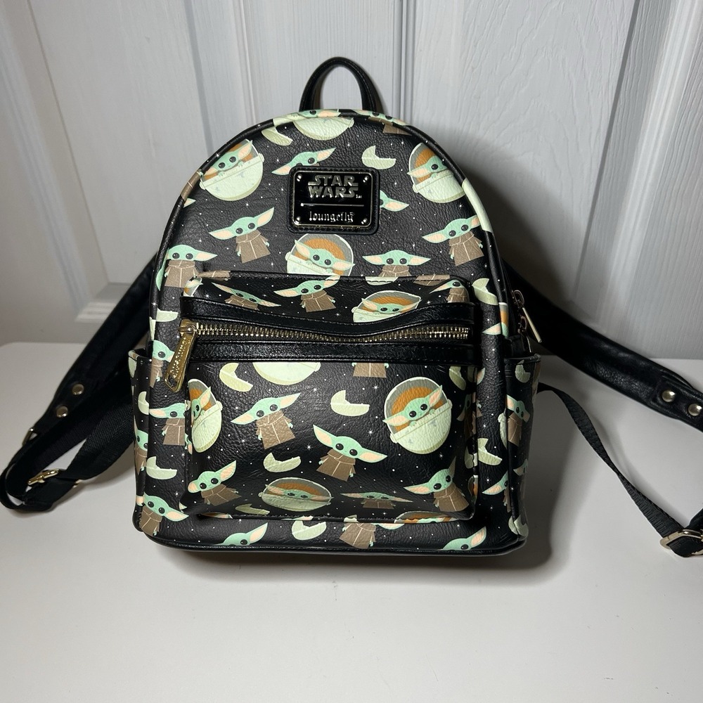 Disney Parks Loungefly Grogu Baby Yoda STAR WARS Mandalorian Mini Backpack Used